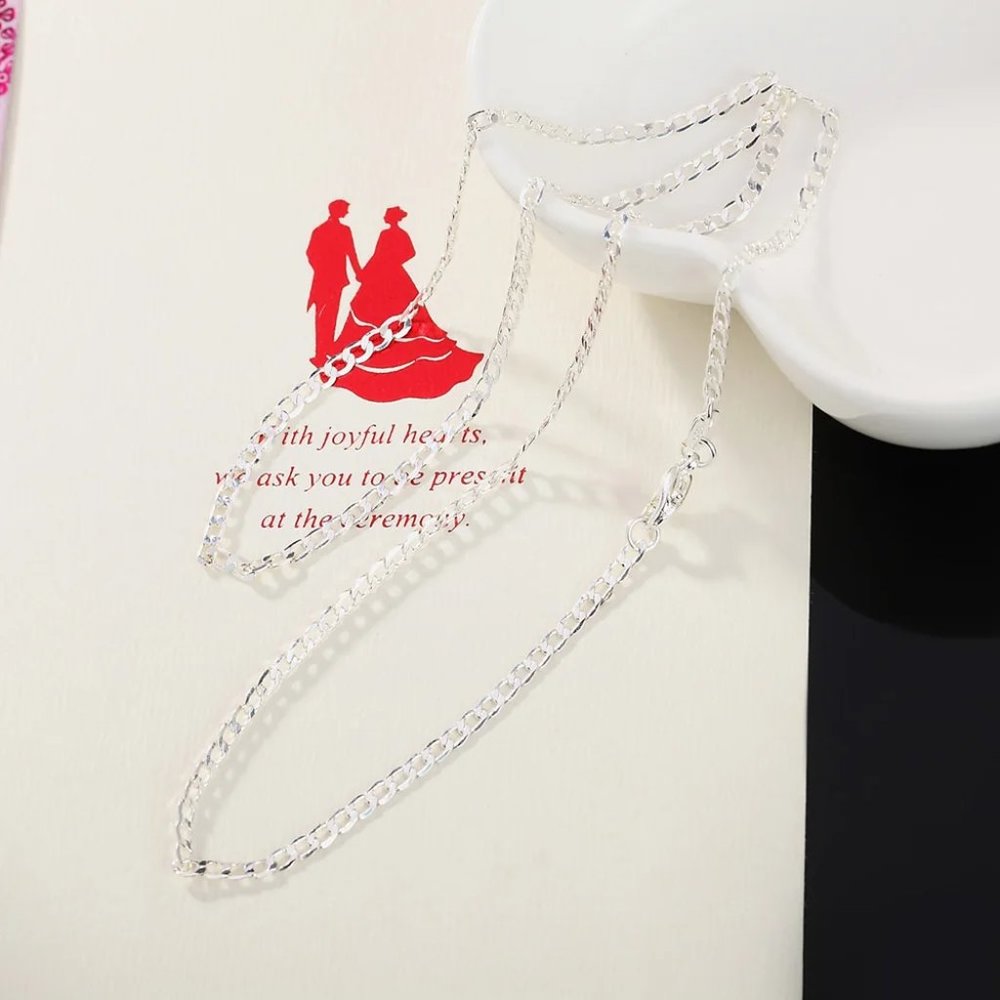 Awesome 24 Inch Cuban Flat- Link Chain, 2mm Wide Stamped as .925 Sterling Silver - Picture 4 of 5